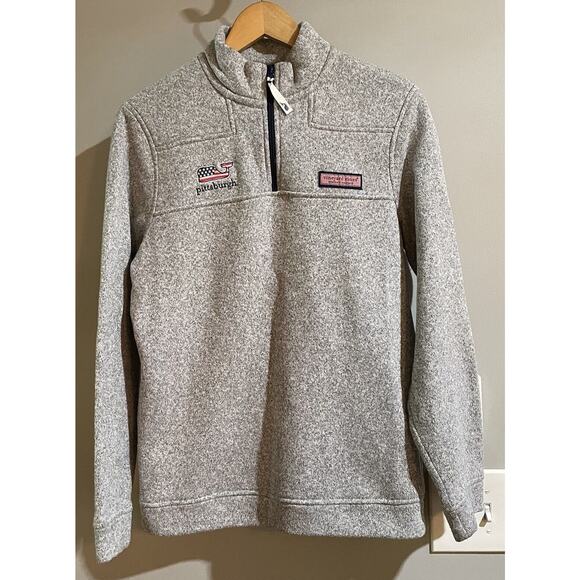 Vinyard Vines Sweater Pittsburgh Pa 1/4‎ Zip Pullover Knit Fleece Womens XS - Picture 1 of 7